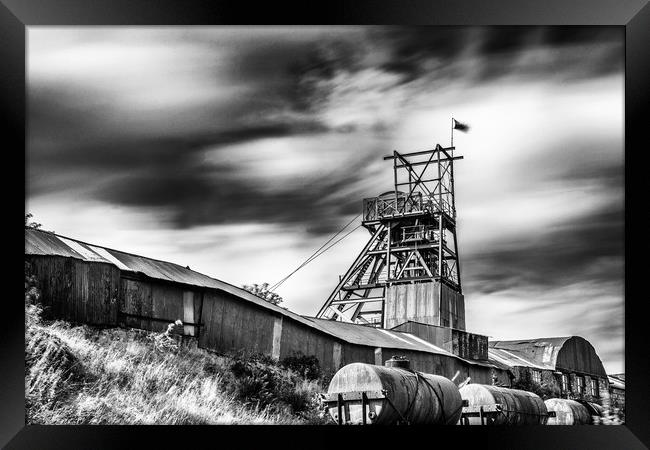 Thirty Seconds At Big Pit Mono Framed Print by Steve Purnell