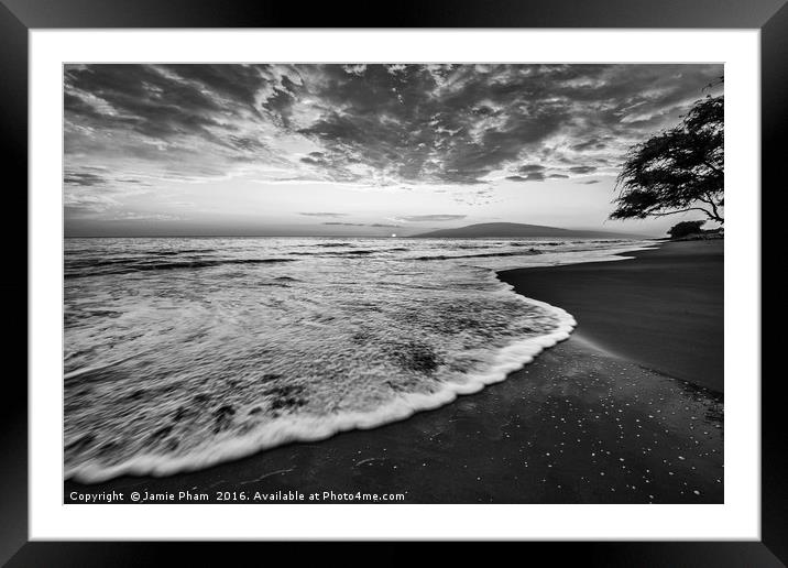 Spectacular beach sunset in the town of Lahaina Framed Mounted Print by Jamie Pham