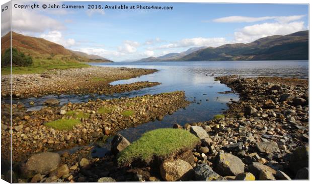 Majestic View of Ben Nevis and Loch Linnhe Canvas Print by John Cameron