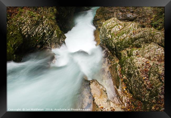 The Vintgar gorge, Gorje, near Bled, Slovenia Framed Print by Ian Middleton