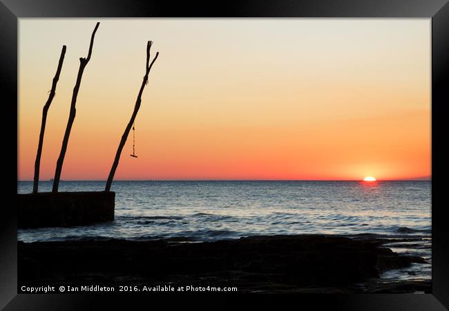 Sunset at basanija Framed Print by Ian Middleton