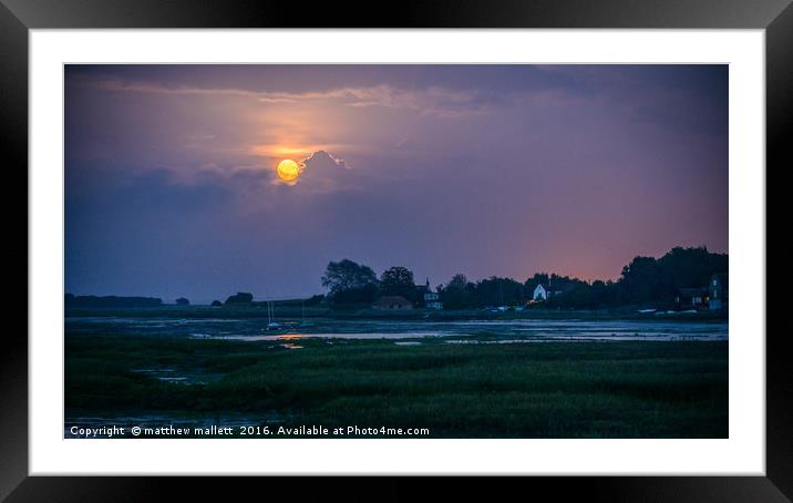 Harvest Moon Over Landermere Quay 2016 Framed Mounted Print by matthew  mallett