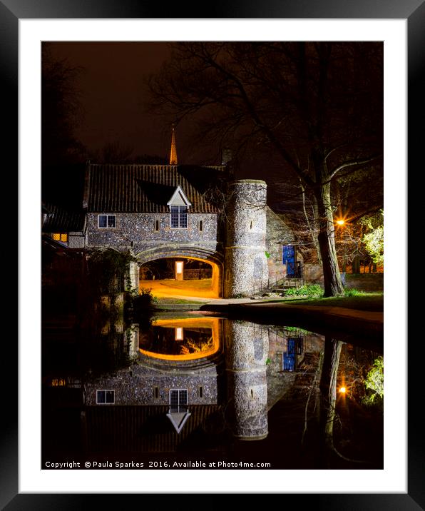 One minute of Pulls Ferry at Night. Framed Mounted Print by Paula Sparkes