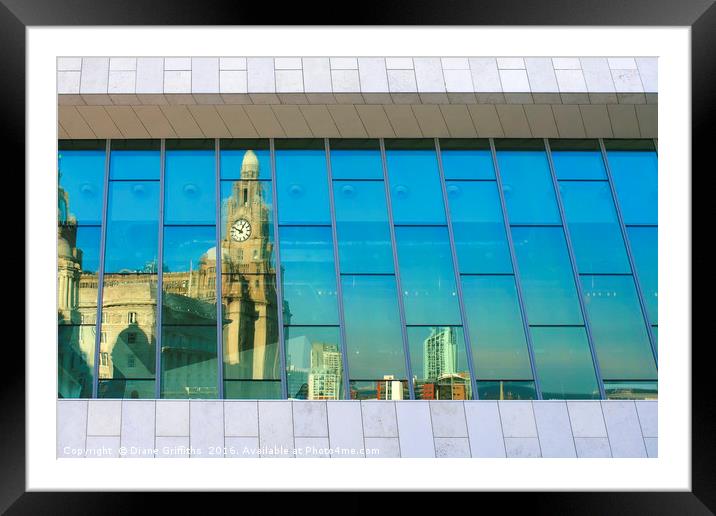The Liver Building Reflected Framed Mounted Print by Diane Griffiths