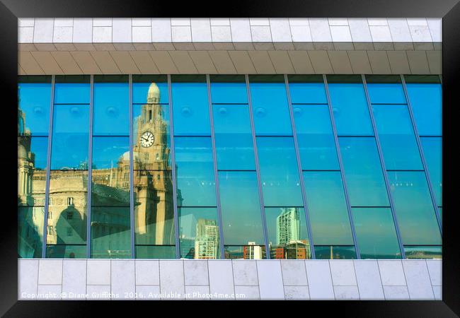 The Liver Building Reflected Framed Print by Diane Griffiths