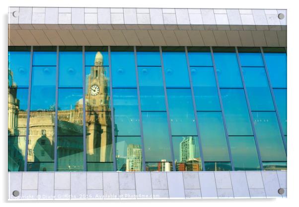 The Liver Building Reflected Acrylic by Diane Griffiths