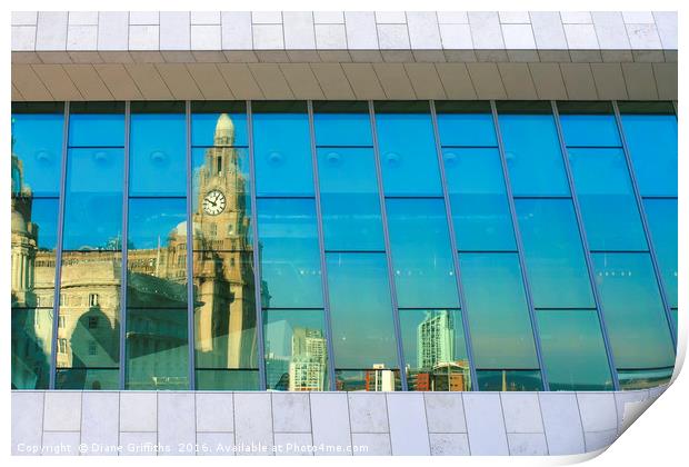 The Liver Building Reflected Print by Diane Griffiths
