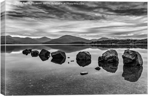 Rocks at Loch Lomond Canvas Print by Reg K Atkinson