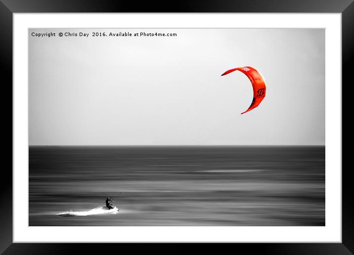 Kite Surfer Framed Mounted Print by Chris Day