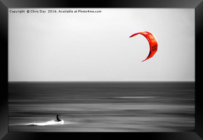 Kite Surfer Framed Print by Chris Day