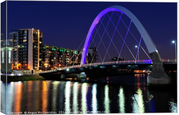 Clyde Arc Bridge at night Canvas Print by Angus McComiskey