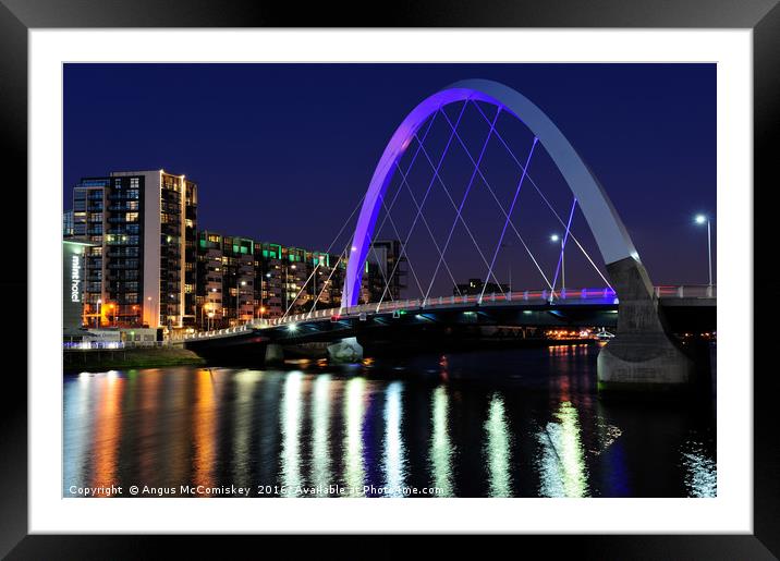 Clyde Arc Bridge at night Framed Mounted Print by Angus McComiskey