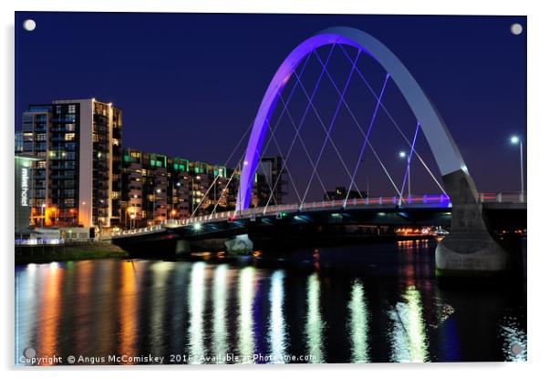 Clyde Arc Bridge at night Acrylic by Angus McComiskey
