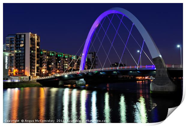 Clyde Arc Bridge at night Print by Angus McComiskey