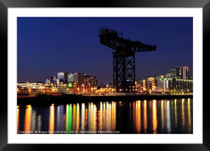 Finnieston Crane at night Framed Mounted Print by Angus McComiskey