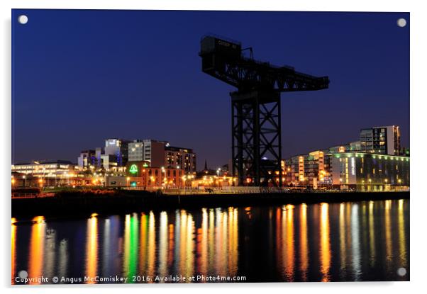 Finnieston Crane at night Acrylic by Angus McComiskey
