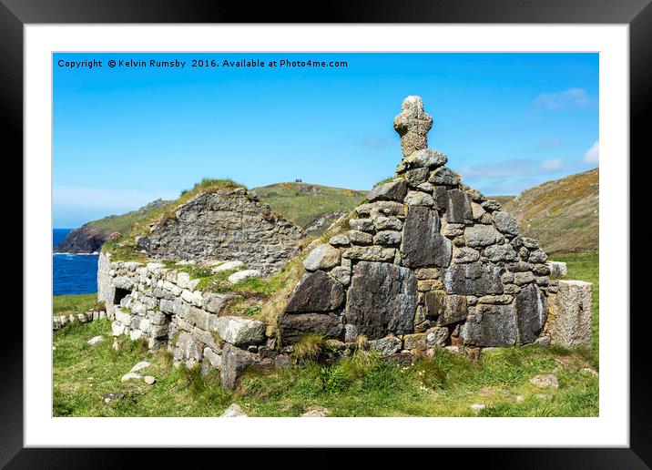 cape cornwall ruin Framed Mounted Print by Kelvin Rumsby