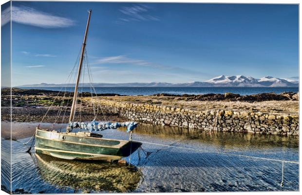Boat in Portencross Harbour Canvas Print by Valerie Paterson