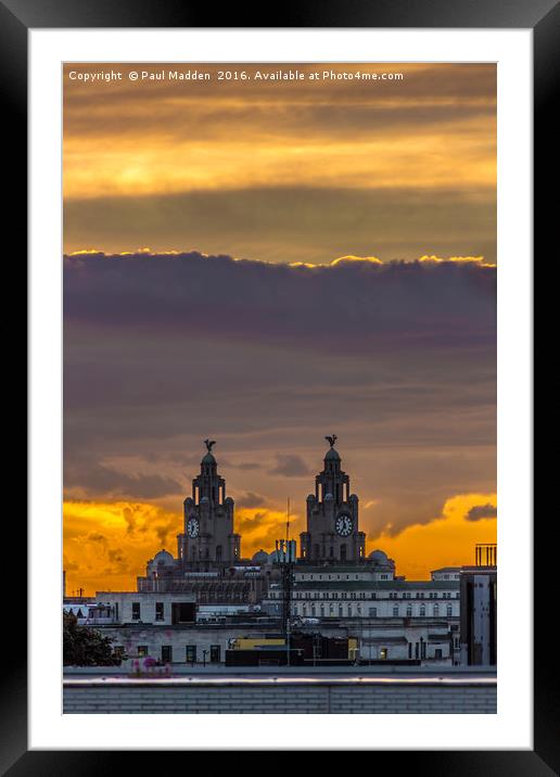 Sunset over the Liver Building Framed Mounted Print by Paul Madden