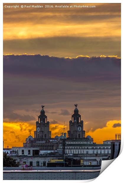 Sunset over the Liver Building Print by Paul Madden