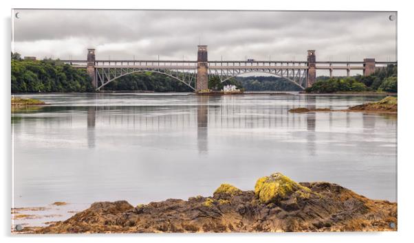 Brittannia Bridge, Anglesey Acrylic by Rob Lester