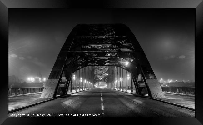 Fog on the Tyne (bridge) Framed Print by Phil Reay