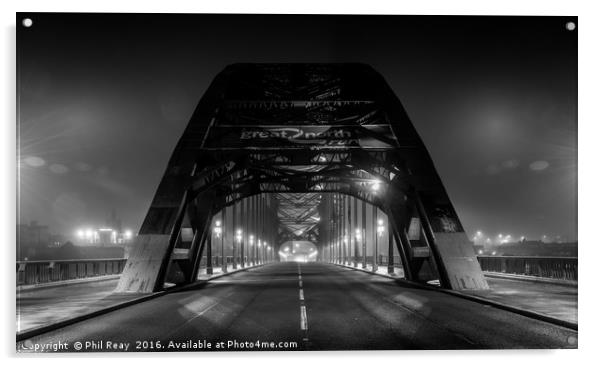 Fog on the Tyne (bridge) Acrylic by Phil Reay
