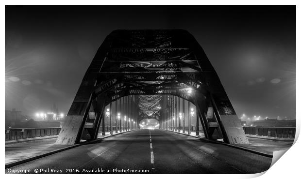 Fog on the Tyne (bridge) Print by Phil Reay