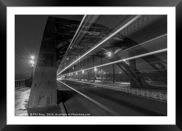 Light trails above the Tyne Framed Mounted Print by Phil Reay