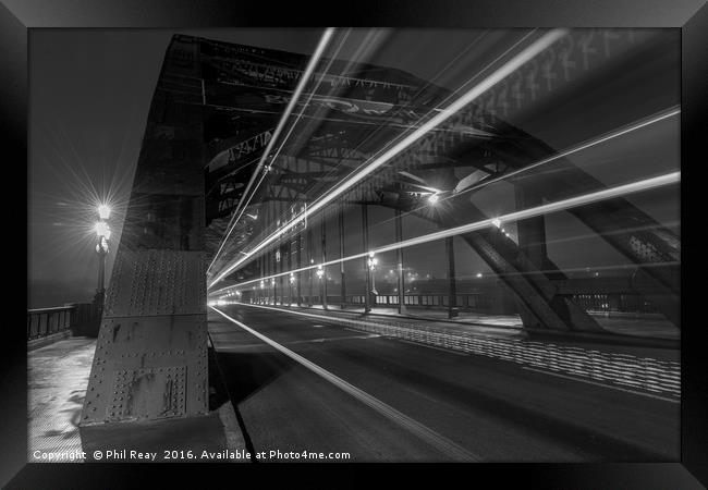 Light trails above the Tyne Framed Print by Phil Reay