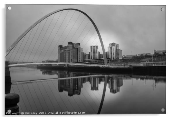 Foggy morning on the Tyne Acrylic by Phil Reay