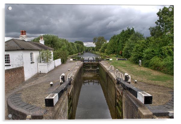 Wide Water Lock Harefield 2 Acrylic by Chris Day