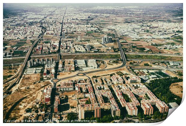 Aerial Photo Of Valencia City Surrounding Area In  Print by Radu Bercan