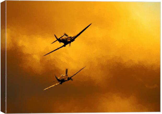 Spitfire Sunset Canvas Print by Ian Merton