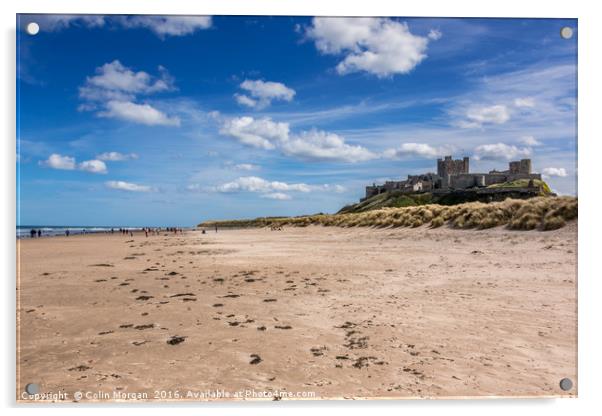 Bamburgh Castle Beach Acrylic by Colin Morgan