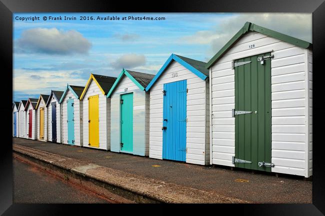 Colourful Beach huts on Paignton sea front. Framed Print by Frank Irwin