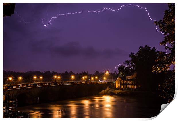 Lightning Storm over Maidenhead and Thames Print by Simon West