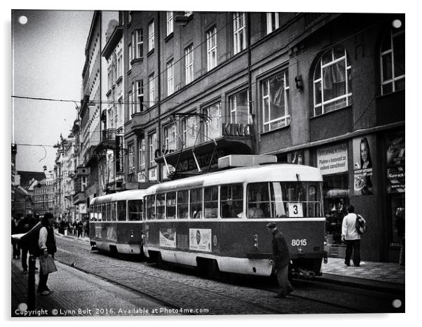 Trams of Prague Acrylic by Lynn Bolt