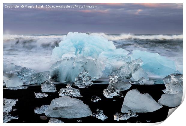 Ice formations at Jokulsarlon lagoon, Iceland Print by Magdalena Bujak