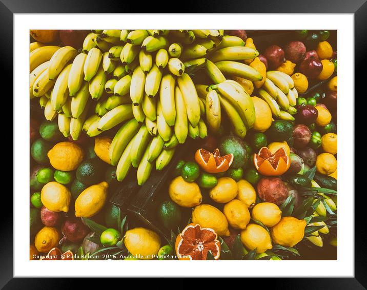 Tropical Summer Fruits In Fruit Market Framed Mounted Print by Radu Bercan