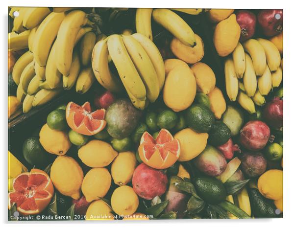 Tropical Summer Fruits In Fruit Market Acrylic by Radu Bercan