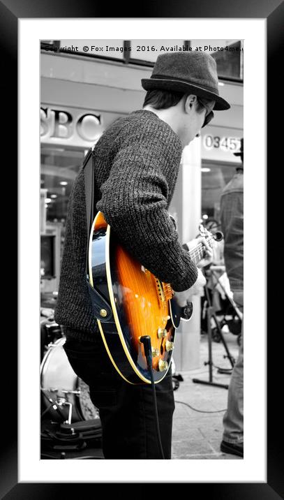 Guitar player in liverpool Framed Mounted Print by Derrick Fox Lomax