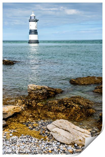 Penmon or Tewyn Du Lighthouse Anglesey North Wales Print by Nick Jenkins