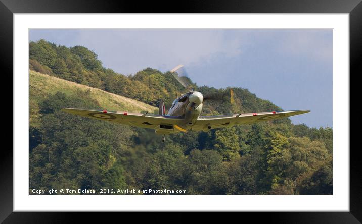Spitfire BM597 take-off, piloted by Charlie Brown. Framed Mounted Print by Tom Dolezal