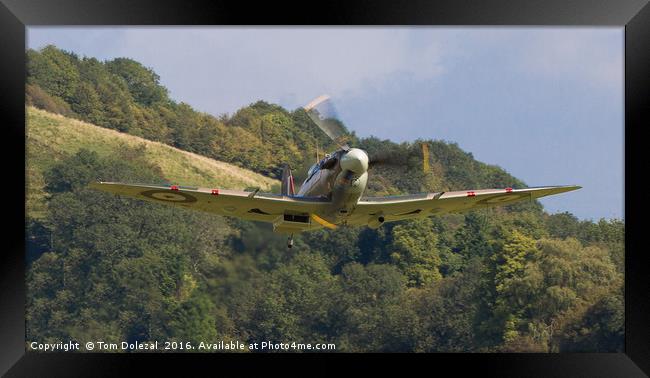Spitfire BM597 take-off, piloted by Charlie Brown. Framed Print by Tom Dolezal