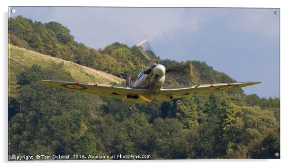 Spitfire BM597 take-off, piloted by Charlie Brown. Acrylic by Tom Dolezal