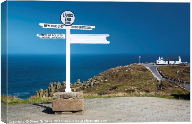 The Land's End Sign Canvas Print by Diane Griffiths