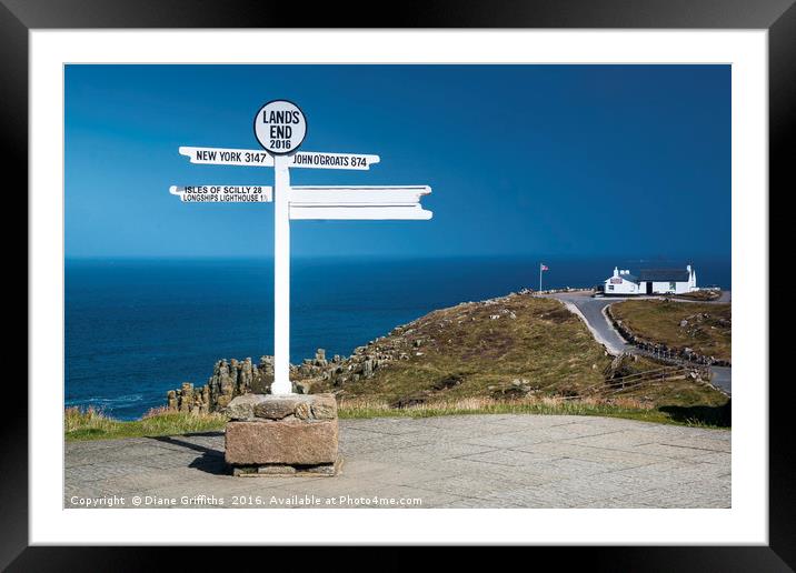 The Land's End Sign Framed Mounted Print by Diane Griffiths