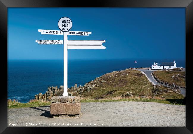 The Land's End Sign Framed Print by Diane Griffiths