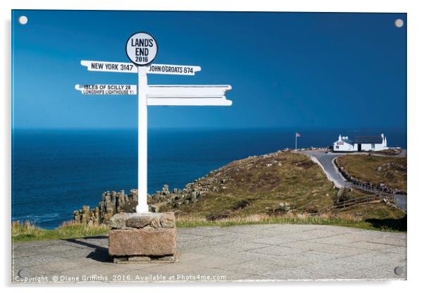 The Land's End Sign Acrylic by Diane Griffiths